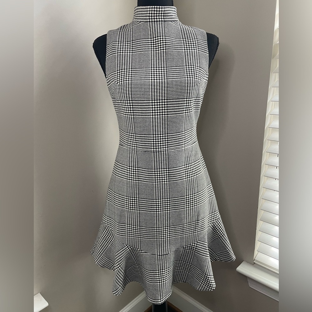 Alice + Olivia Monochrome Checkered Midi Dress